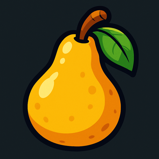 pear fruit.
In-Game asset.  2d.  High contrast.  No shadows. animated. cartoon