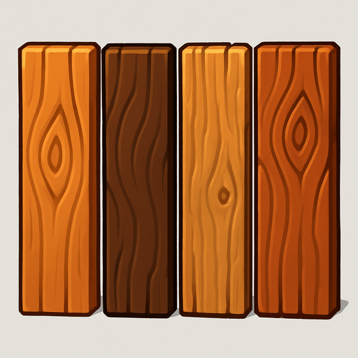 Pack of different wood vertical facing the screen.
In-Game asset.  High contrast.  No shadows. 3D