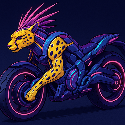 cyberpunk American anime koraidon Miraidon-esque motorcycle animal futuristic cheetah-meets-motorcycle