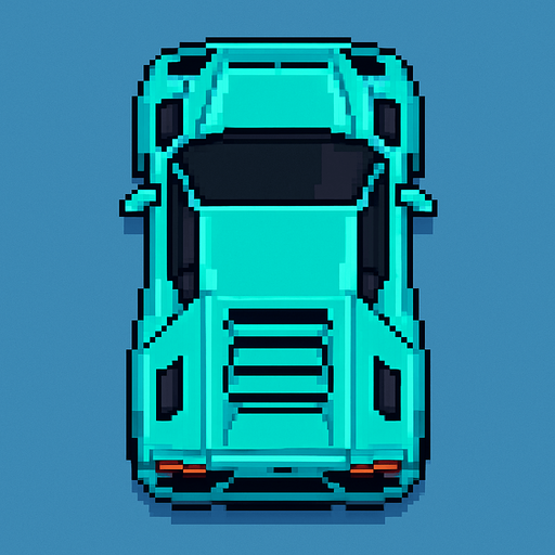 Draw 2d pixel lamborghini car top view turkuaz..
In-Game asset.  2d.  High contrast.  No shadows