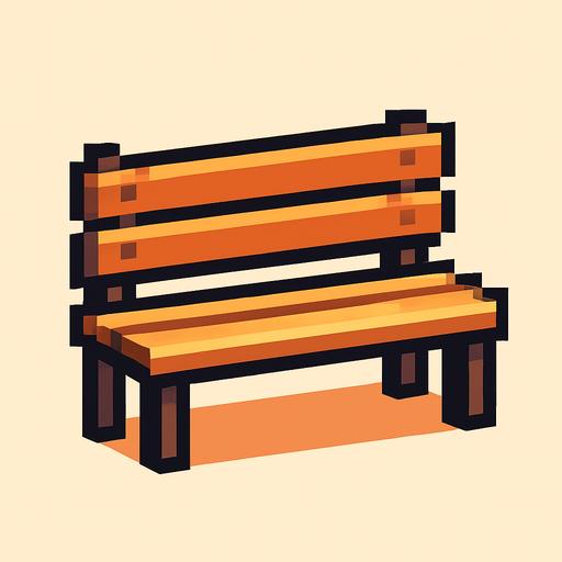 sitting bench pixels.
In-Game asset.  2d.  High contrast.  No shadows