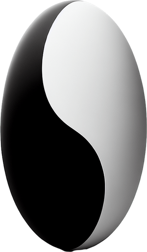 Elongated elipse with black top half and white bottom half.