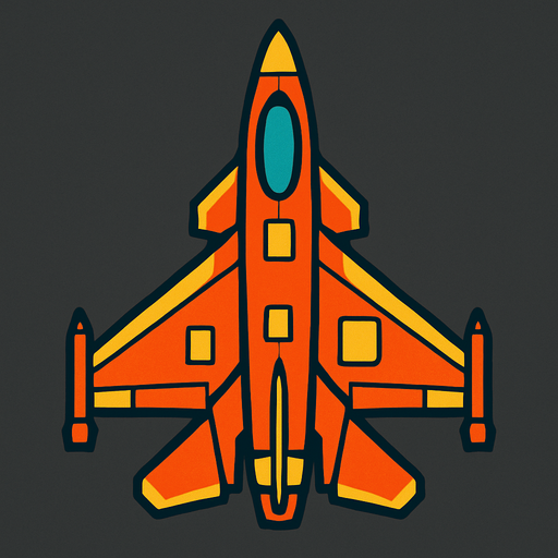 Kuş bakışı savaş uçağı.
In-Game asset.  2d.  High contrast.  No shadows