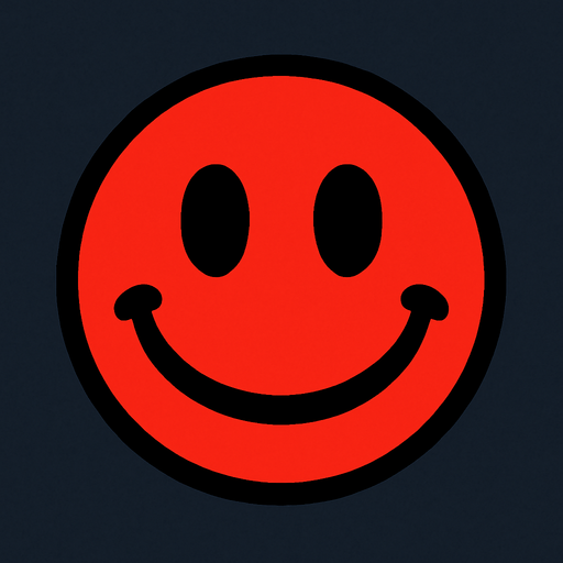 Red smiley face.
In-Game asset.  2d.  High contrast.  No shadows