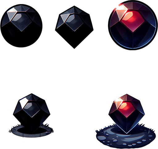 black shining.
Single Game Texture.  In-Game asset.  2d.  Blank background.  High contrast.  No shadows