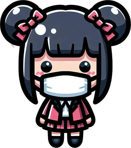 kawaii harajuku customer, mask, 
Single Game Texture. In-Game asset. 2d. Blank background. High contrast. No shadows.
