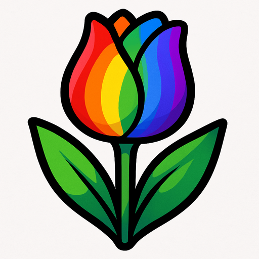 Rainbow tulip.
In-Game asset.  2d.  High contrast.  No shadows
