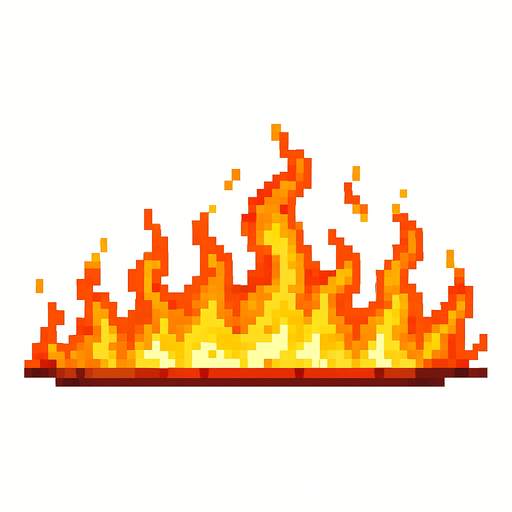 fire left to right pixel.
In-Game asset.  2d.  High contrast.  No shadows