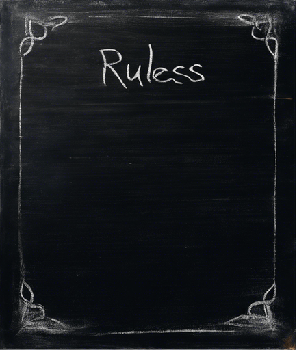 "RULES" handwritten in chalk