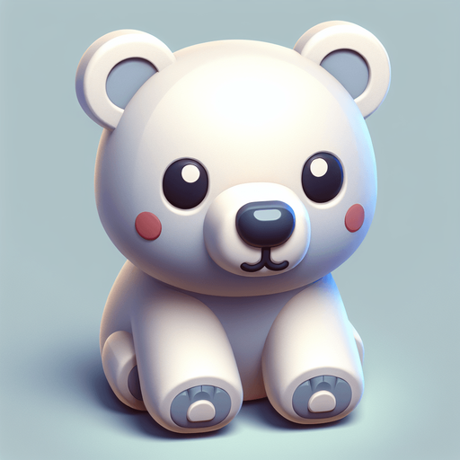 a cute polar bear cub. plastic style. Single Game Texture. In-Game asset. 2d. Blank background. High contrast. No shadows.