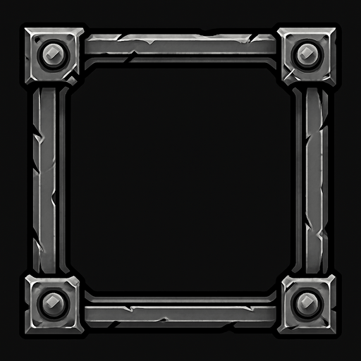 metal border.
In-Game asset.  2d.  High contrast.  No shadows
