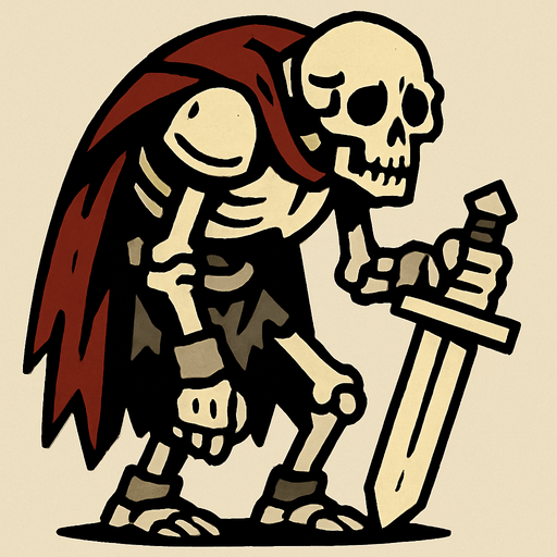 kemikten bir şovalye istiyorum biraz kambur dursun.
In-Game asset.  2d.  High contrast.  No shadows