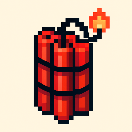 pixel art dynamite.
In-Game asset.  2d.  High contrast.  No shadows