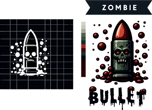zombie bullet.
Single Game Texture. In-Game asset. 2d. Blank background. High contrast. No shadows.