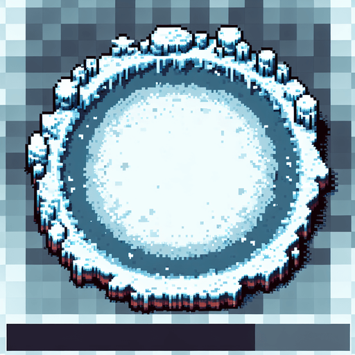 frost circle arena. seen from above. Single Game Texture. In-Game asset. 2d. Blank background. High contrast. No shadows. pixelated. 8 bit