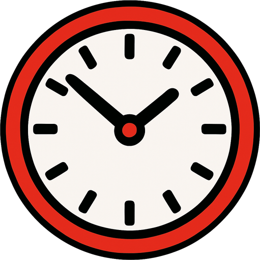 Red clock.
In-Game asset.  2d.  High contrast.  No shadows