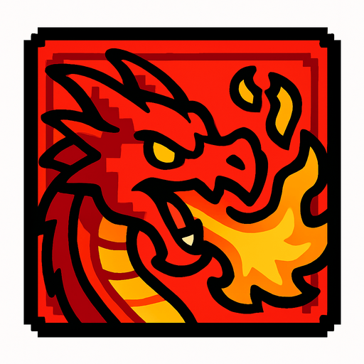 Fire dragon block.
In-Game asset.  2d.  High contrast.  No shadows