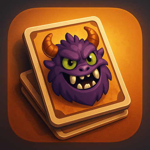 Modern App Store icon, high definition, square with rounded corners, for a game. No text on icon! monster card deck