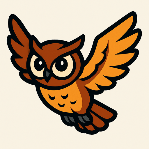 burung hantu terbang.
In-Game asset.  2d.  High contrast.  No shadows