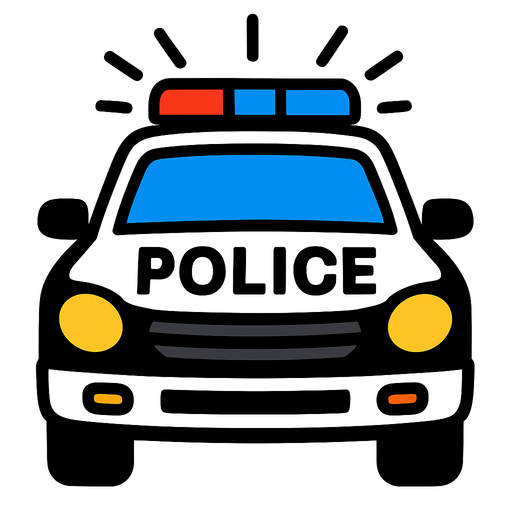 police car with flashing lights.
In-Game asset.  2d.  High contrast.  No shadows
