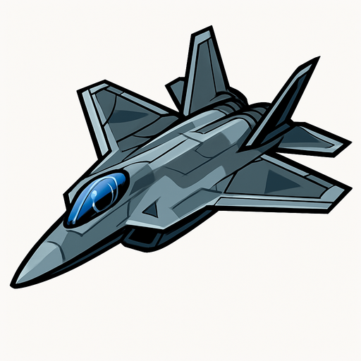 A modern fighter jet.
In-Game asset.  2d.  High contrast.  No shadows
