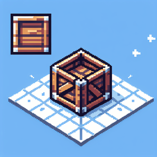 pixel art of a crate, flat side view . Single Game Texture. In-Game asset. 2d. Blank background. High contrast. No shadows.