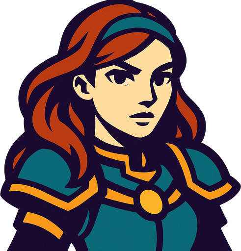 The woman's face is turned towards us.
In-Game asset.  2d.  High contrast.  No shadows