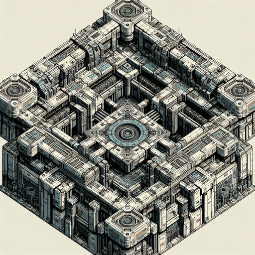 top down defend scifi strong hold.
Single Game Texture.  In-Game asset.  2d.  Blank background.  High contrast.  No shadows