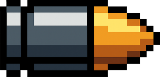 Una solo bala pixelar.
In-Game asset.  2d.  High contrast.  No shadows