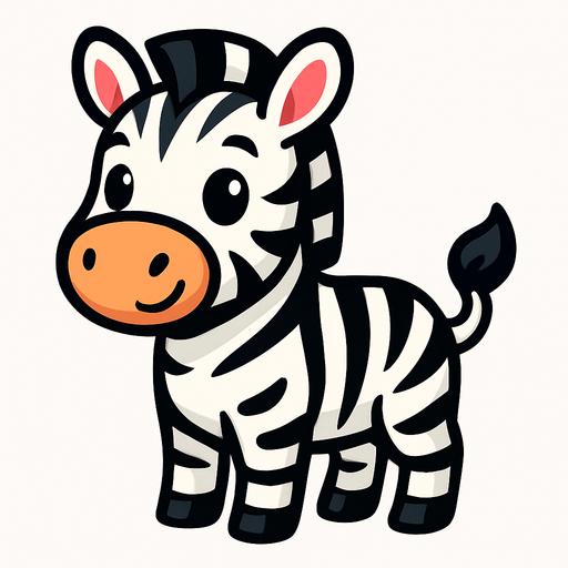 Cute zebra.
In-Game asset.  2d.  High contrast.  No shadows