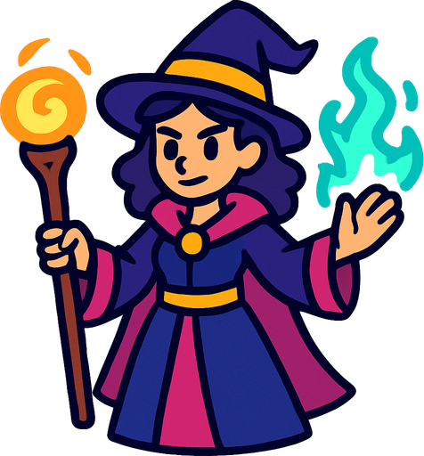 Estella la dresseuse de pouvoirs.
In-Game asset.  2d.  High contrast.  No shadows