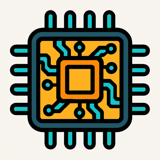 Computer chip.
In-Game asset.  2d.  High contrast.  No shadows