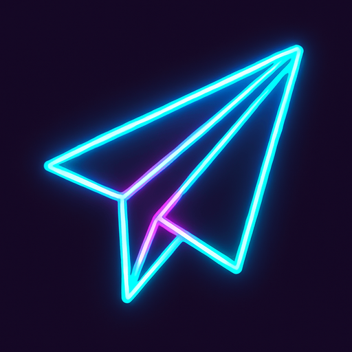 Neon paper airplane.
In-Game asset.  2d.  High contrast.  No shadows