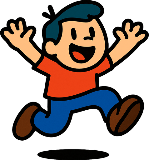 a funny and cute guy who jumps.
In-Game asset.  2d.  High contrast.  No shadows