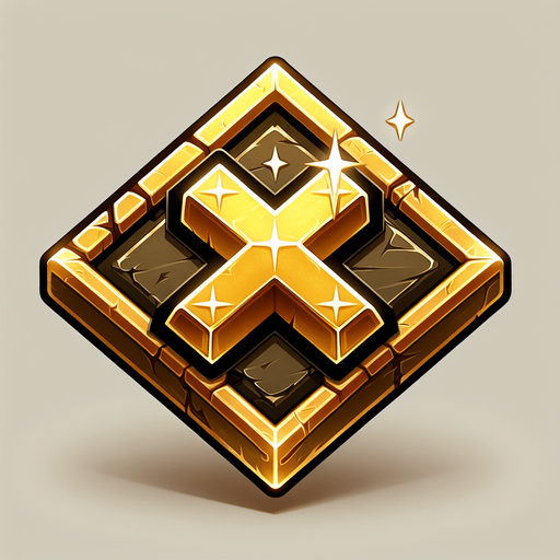 gold sign with a "X" and a "2".
video game style