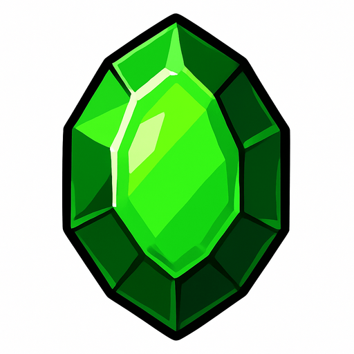 Gema verde.
In-Game asset.  2d.  High contrast.  No shadows