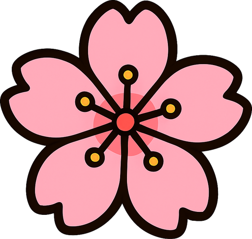 only one sakura flower.
In-Game asset.  2d.  High contrast.  No shadows. cute