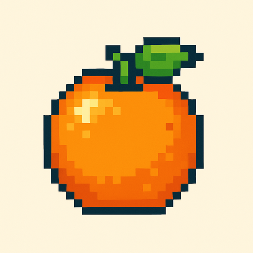 Make me a pixel 2d orange.
In-Game asset.  2d.  High contrast.  No shadows