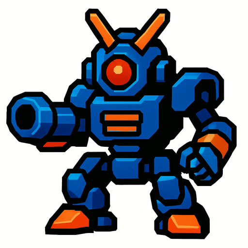 technological enemy.
In-Game asset.  2d.  High contrast.  No shadows