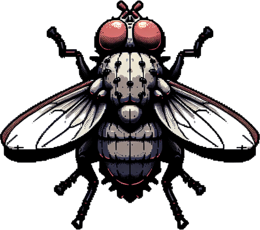fly.
Single Game Texture.  In-Game asset.  2d.  Blank background.  High contrast.  No shadows