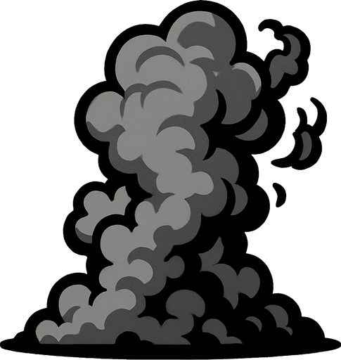 humo gris.
In-Game asset.  2d.  High contrast.  No shadows