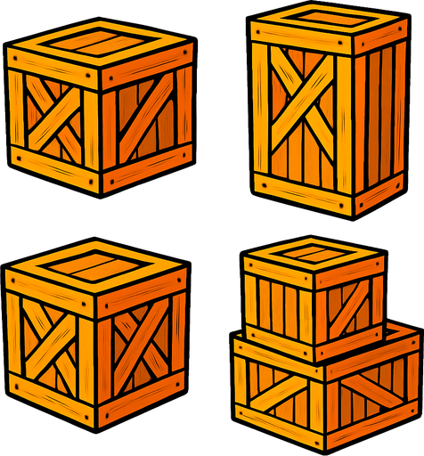 çizgi film boxes.
In-Game asset.  2d.  High contrast.  No shadows