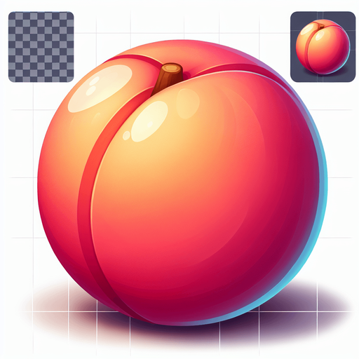 a peach fruit png.
Single Game Texture. In-Game asset. 2d. Blank background. High contrast. No shadows.