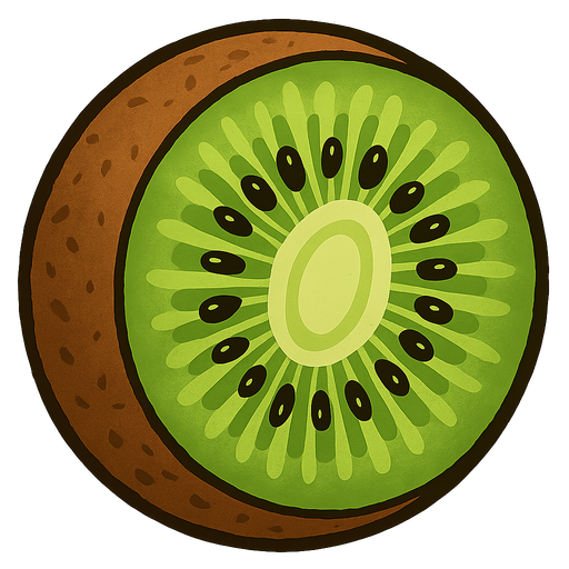 Kiwi fruit.
Single Game Texture.  In-Game asset.  2d.  Blank background.  High contrast.  No shadows