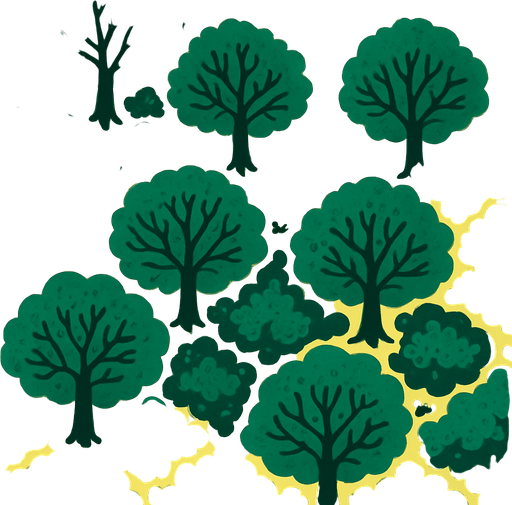 Un bosque mirado desde arriba sin árboles.
In-Game asset.  2d.  High contrast.  No shadows