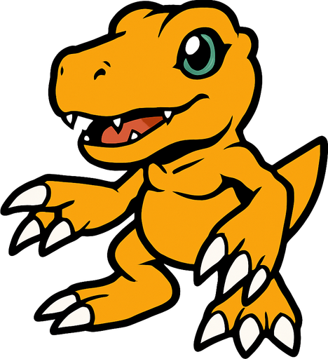 Agumon.
In-Game asset.  2d.  High contrast.  No shadows