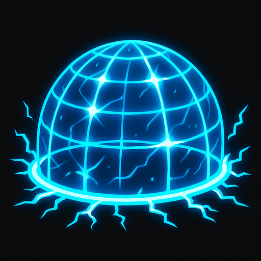 Электромагнитный щит в виде купола.
In-Game asset.  2d.  High contrast.  No shadows