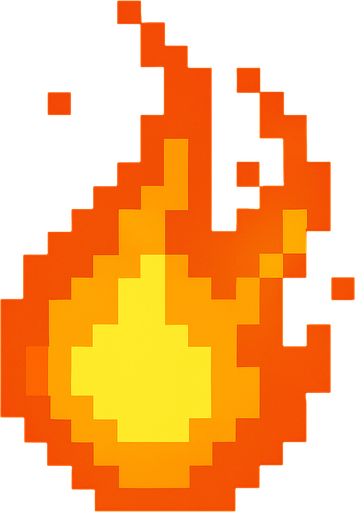 pixel fireball.
In-Game asset.  2d.  High contrast.  No shadows