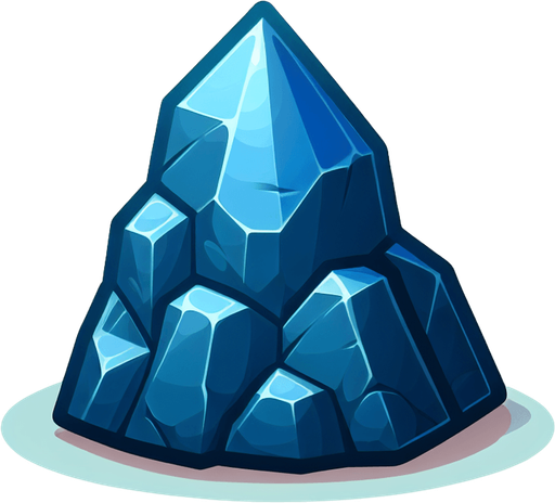 A peaked blue rock. Cartoon style..
Single Game Texture.  In-Game asset.  2d.  Blank background.  High contrast.  No shadows