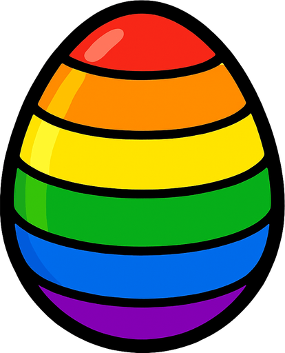 A Rainbow egg.
In-Game asset.  2d.  High contrast.  No shadows